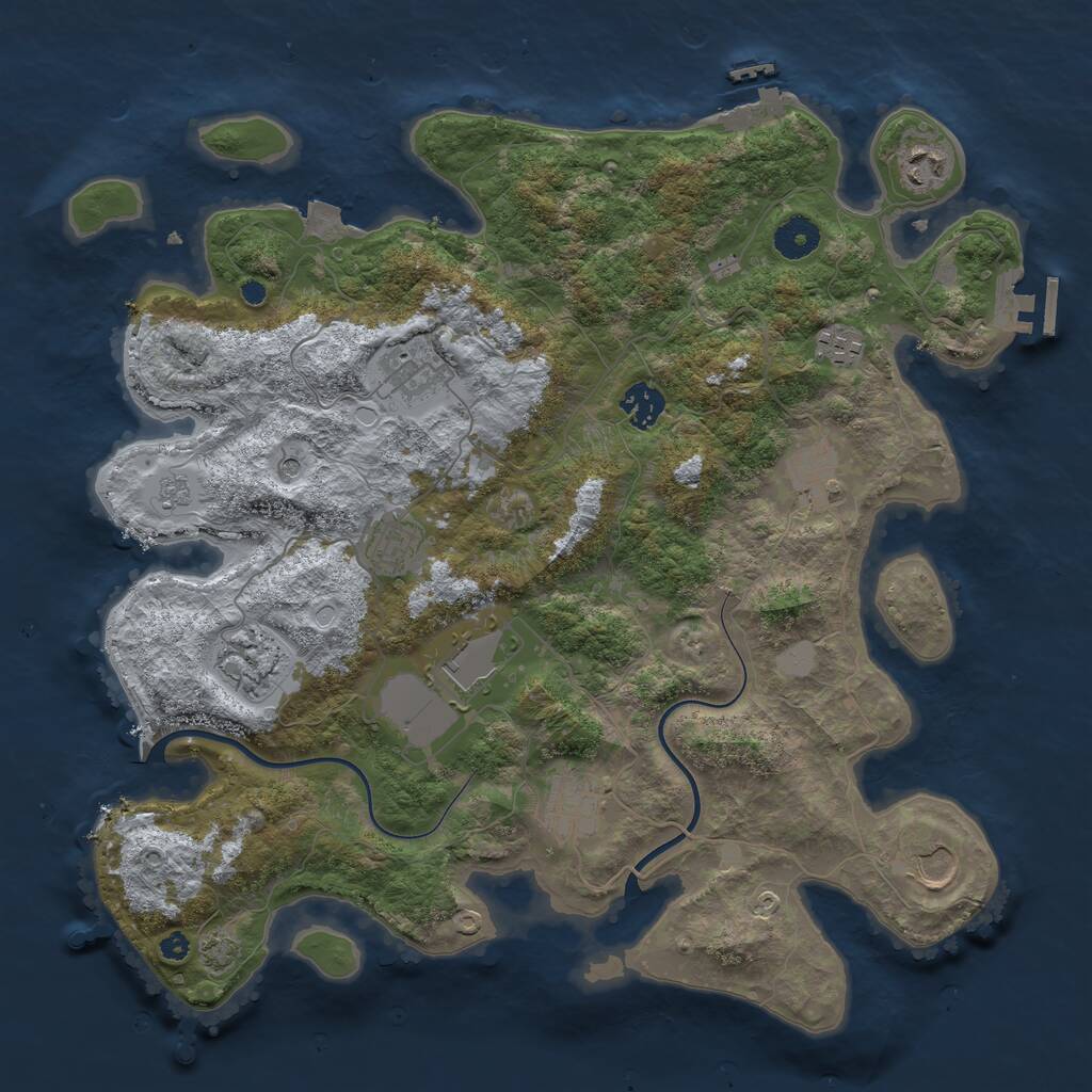 Rust Map: Procedural Map, Size: 3800, Seed: 1361354649, 16 Monuments