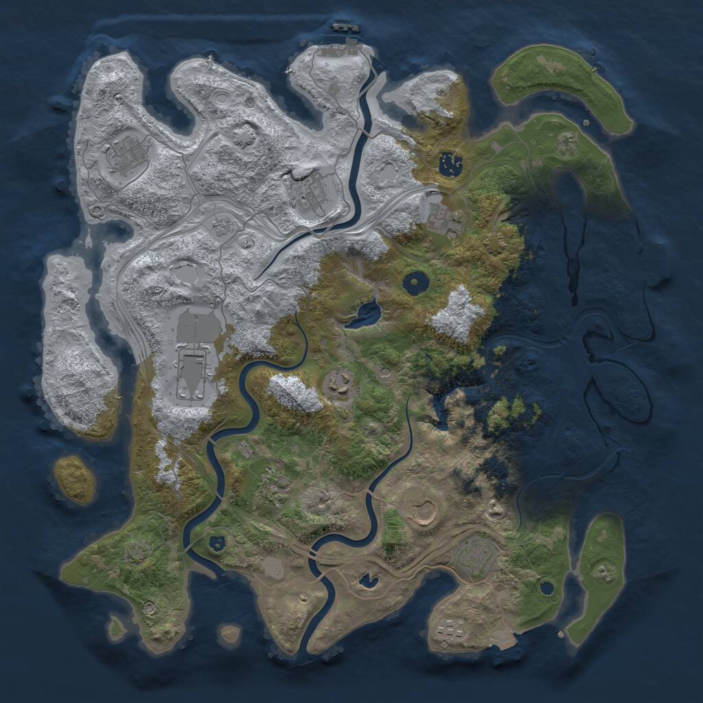 Rust Map: Procedural Map, Size: 4250, Seed: 1930399206, 16 Monuments