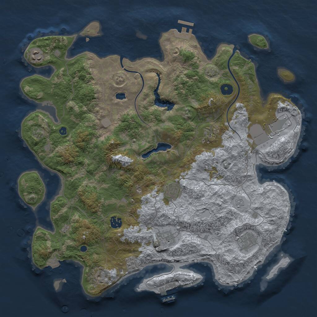 Rust Map: Procedural Map, Size: 4000, Seed: 4647776, 14 Monuments