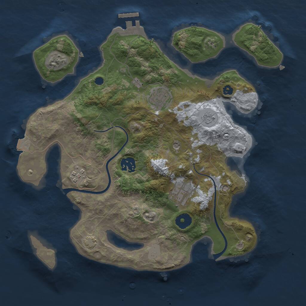 Rust Map: Procedural Map, Size: 3000, Seed: 1968121839, 9 Monuments