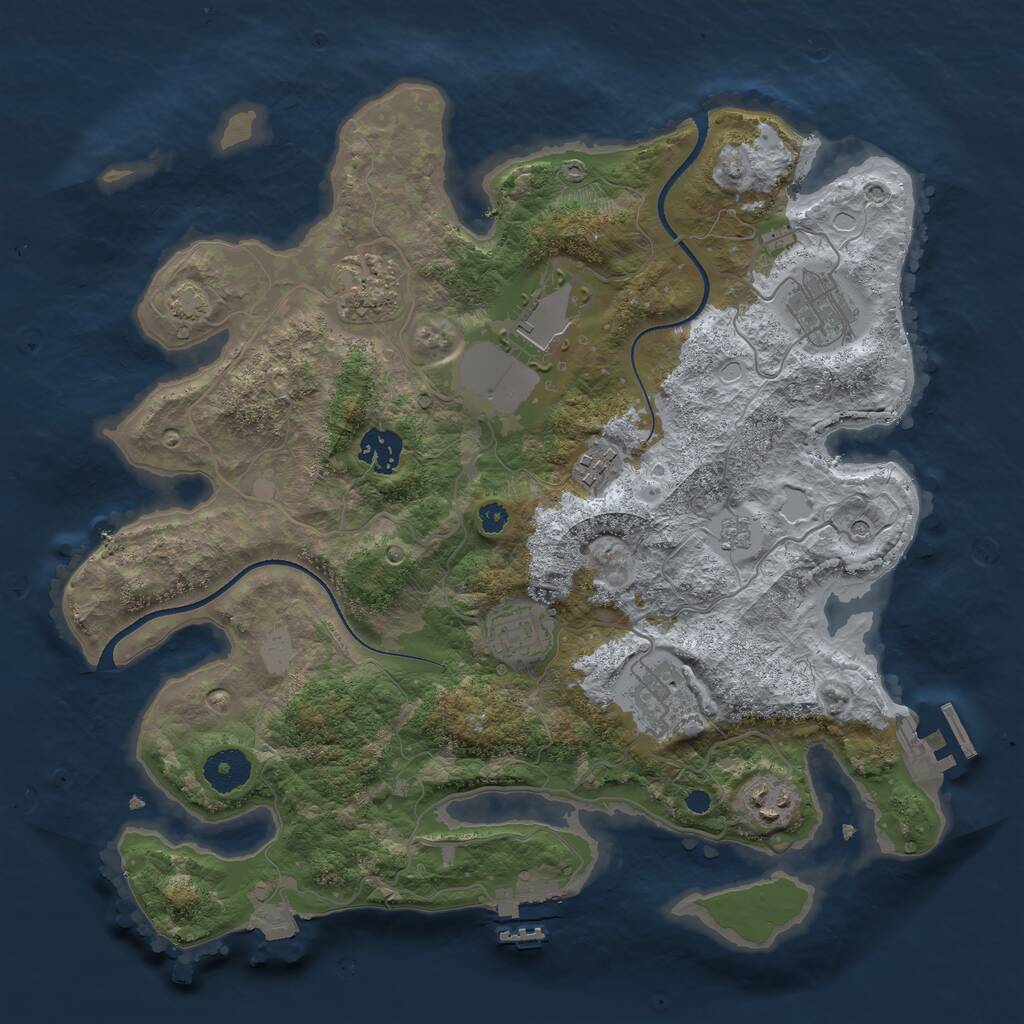 Rust Map: Procedural Map, Size: 3500, Seed: 870476854, 14 Monuments