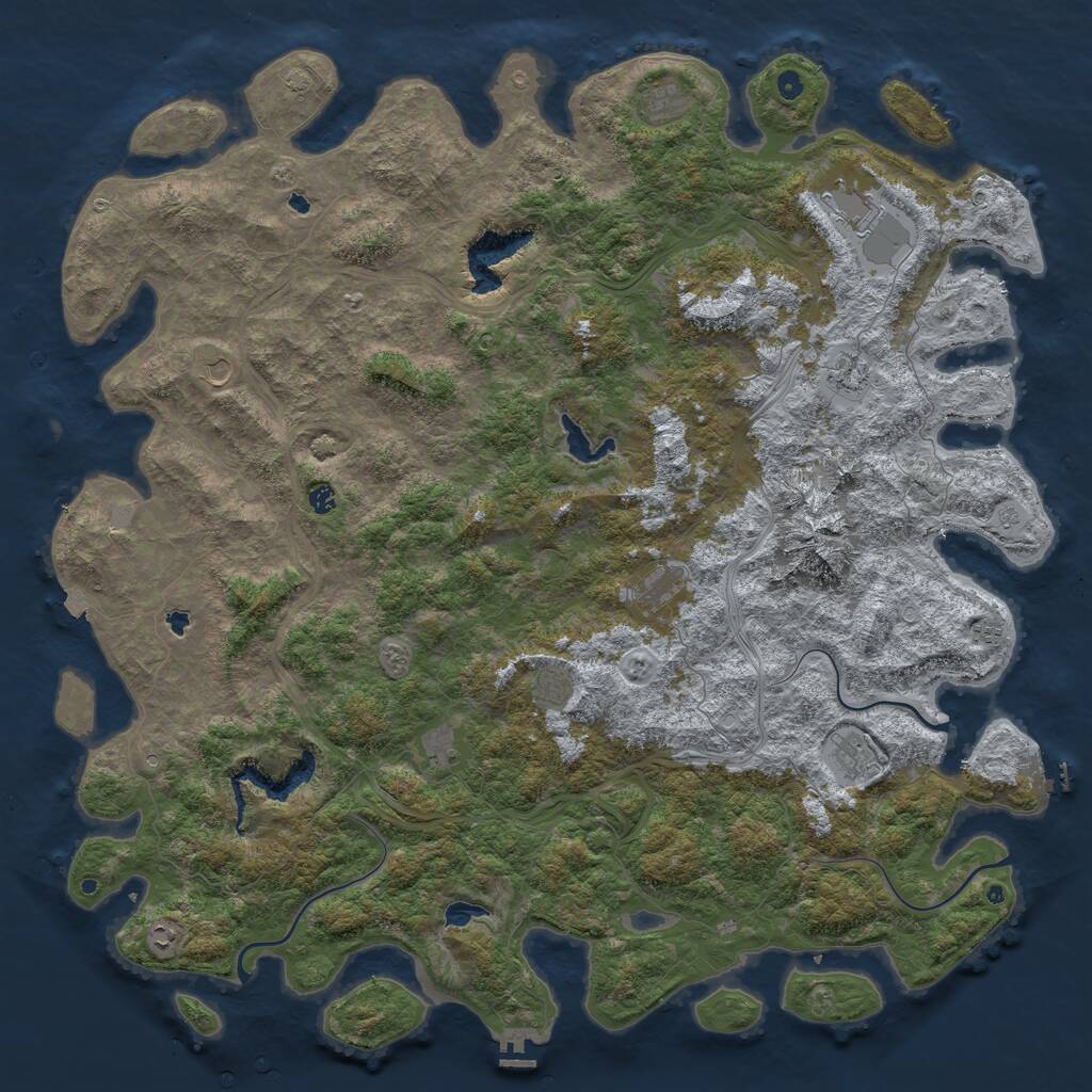 Rust Map: Procedural Map, Size: 6000, Seed: 65400987, 17 Monuments