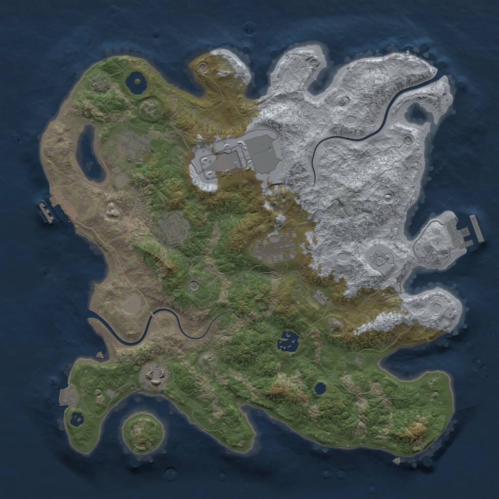 Rust Map: Procedural Map, Size: 3500, Seed: 686847018, 12 Monuments