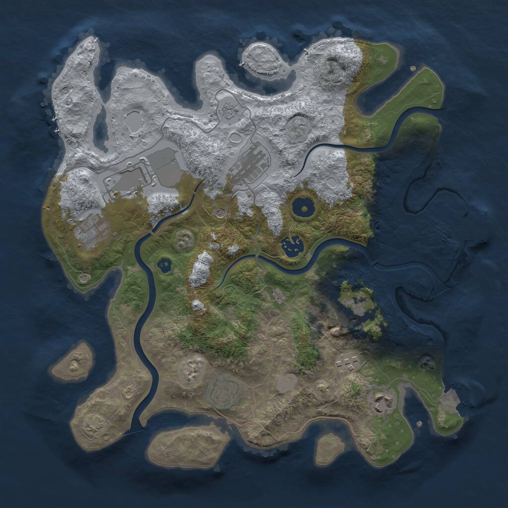 Rust Map: Procedural Map, Size: 3500, Seed: 1915335932, 13 Monuments