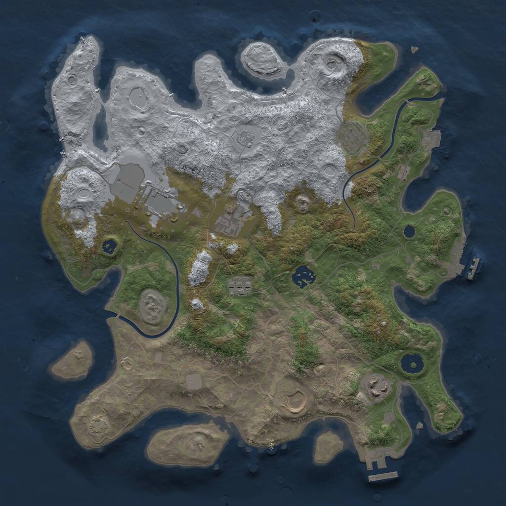 Rust Map: Procedural Map, Size: 3500, Seed: 1915335932, 13 Monuments