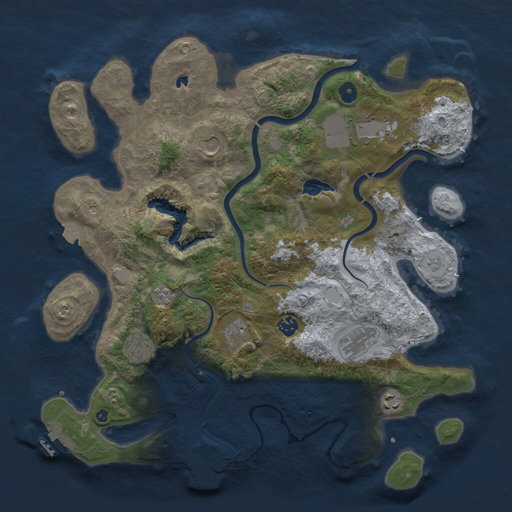 Rust Map: Procedural Map, Size: 4000, Seed: 2013425402, 14 Monuments