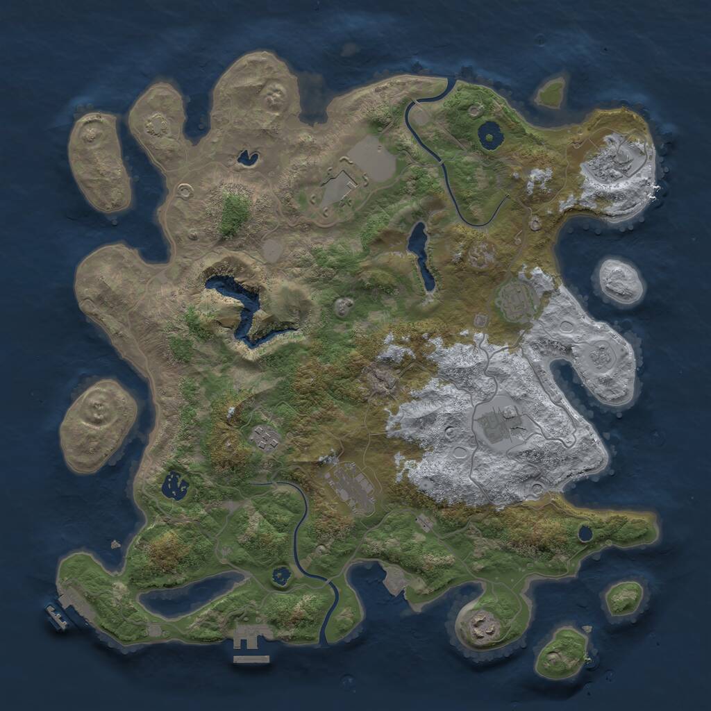 Rust Map: Procedural Map, Size: 4000, Seed: 2013425402, 14 Monuments