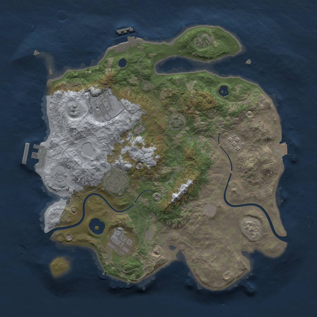 Rust Map: Procedural Map, Size: 3000, Seed: 1991603434, 9 Monuments