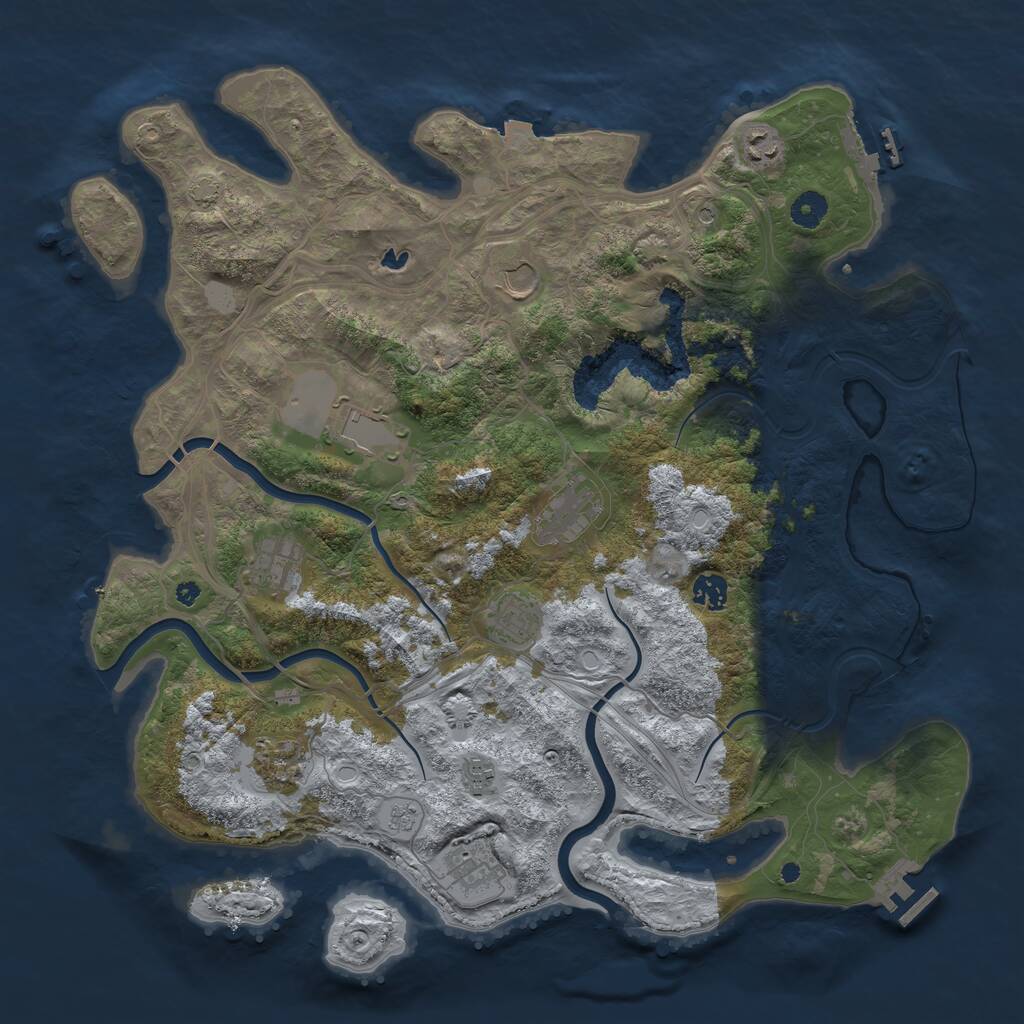 Rust Map: Procedural Map, Size: 4250, Seed: 2052952830, 16 Monuments