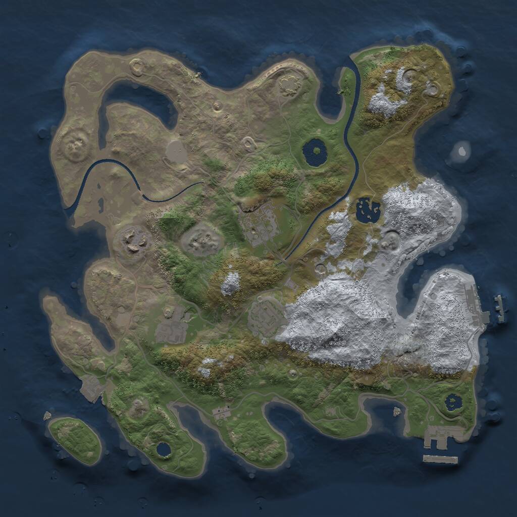 Rust Map: Procedural Map, Size: 3000, Seed: 381486257, 10 Monuments