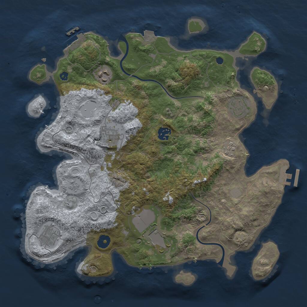 Rust Map: Procedural Map, Size: 3500, Seed: 2161111, 13 Monuments