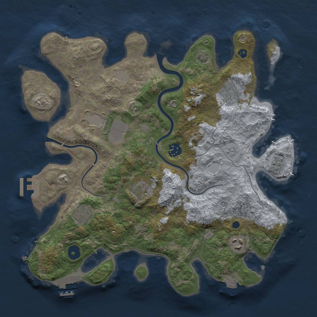 Rust Map: Procedural Map, Size: 3500, Seed: 643929855, 13 Monuments