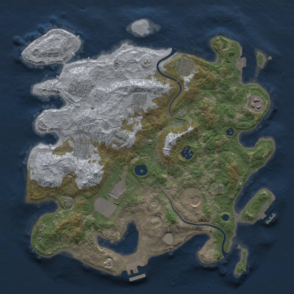 Rust Map: Procedural Map, Size: 3600, Seed: 3203, 15 Monuments