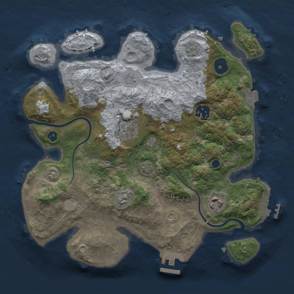 Rust Map: Procedural Map, Size: 3000, Seed: 4464562, 10 Monuments