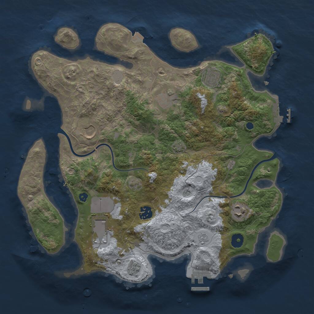 Rust Map: Procedural Map, Size: 3500, Seed: 1001068558, 15 Monuments