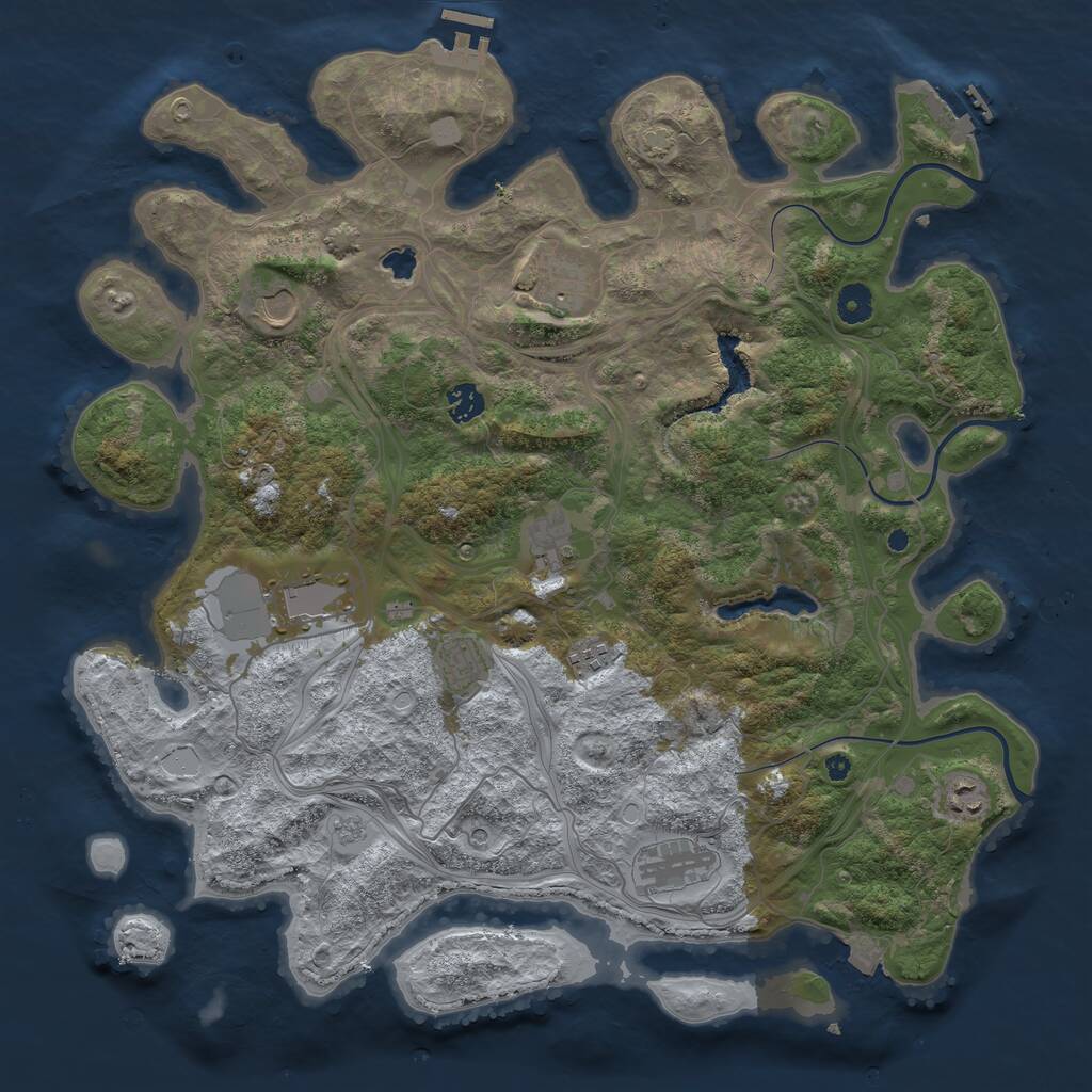 Rust Map: Procedural Map, Size: 4250, Seed: 164188705, 17 Monuments