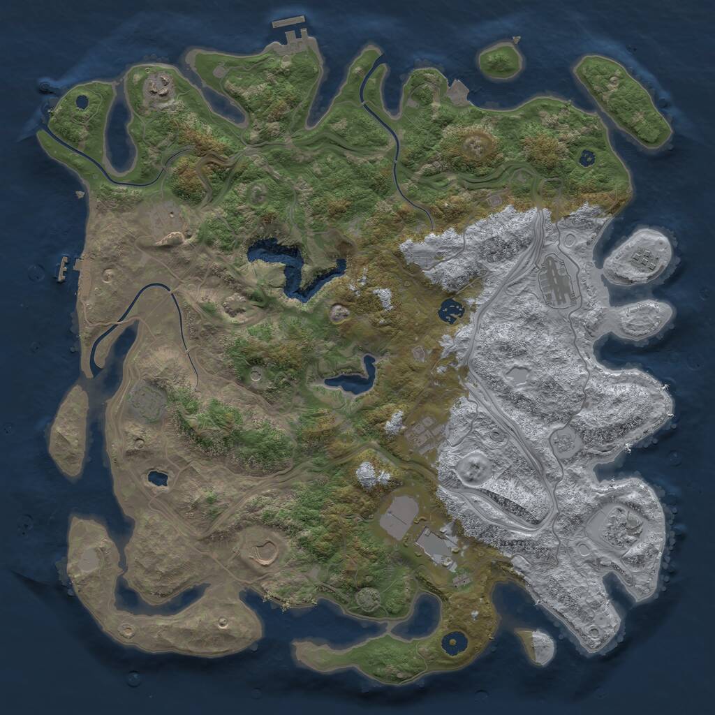 Rust Map: Procedural Map, Size: 4400, Seed: 568800, 18 Monuments