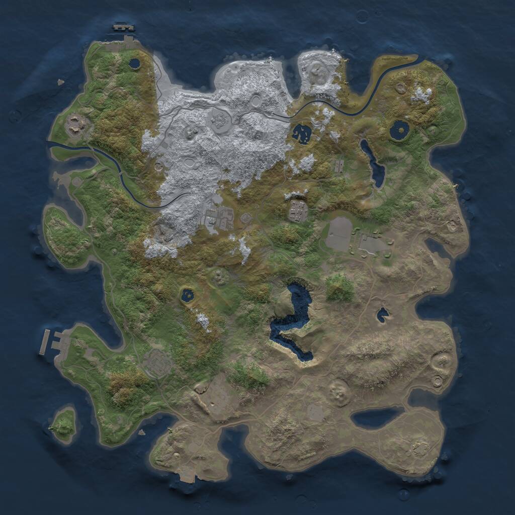Rust Map: Procedural Map, Size: 4000, Seed: 704037198, 13 Monuments