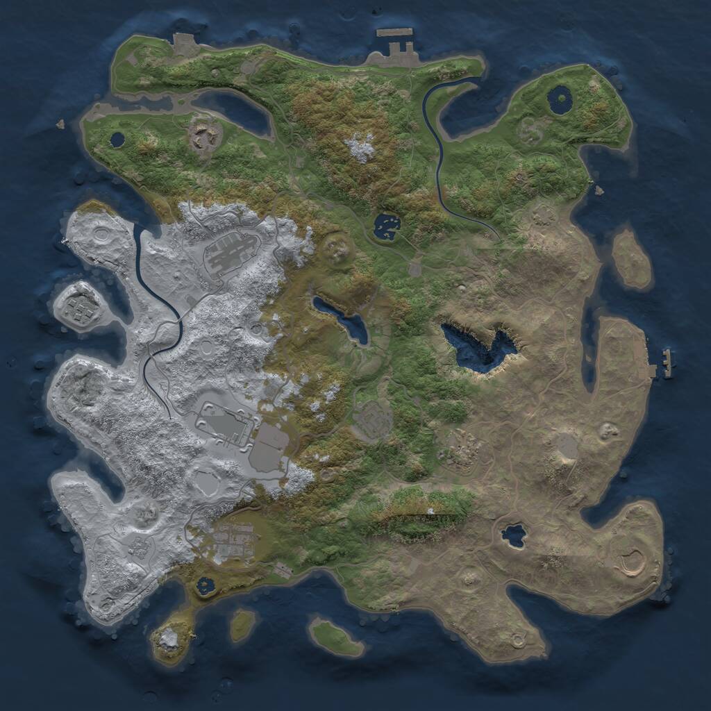 Rust Map: Procedural Map, Size: 4000, Seed: 1131220642, 17 Monuments