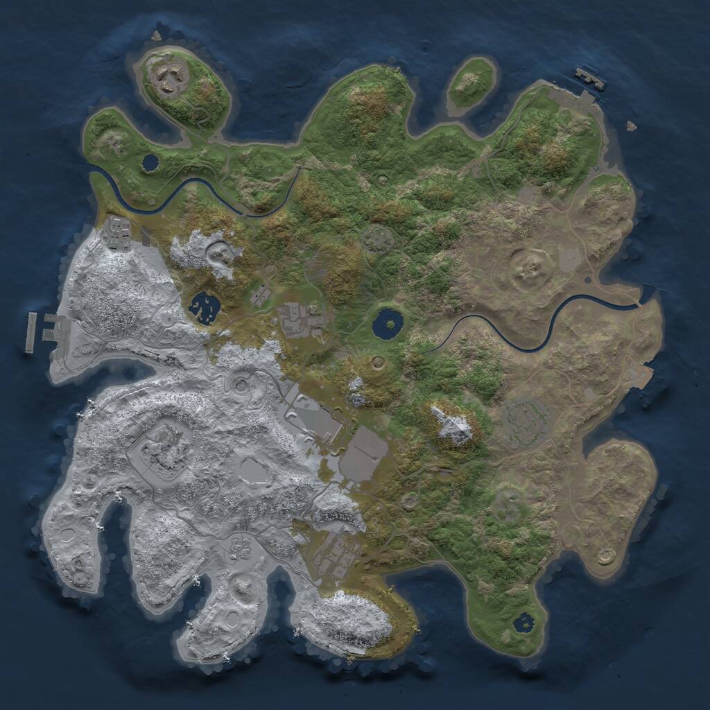 Rust Map: Procedural Map, Size: 3500, Seed: 1969068671, 14 Monuments