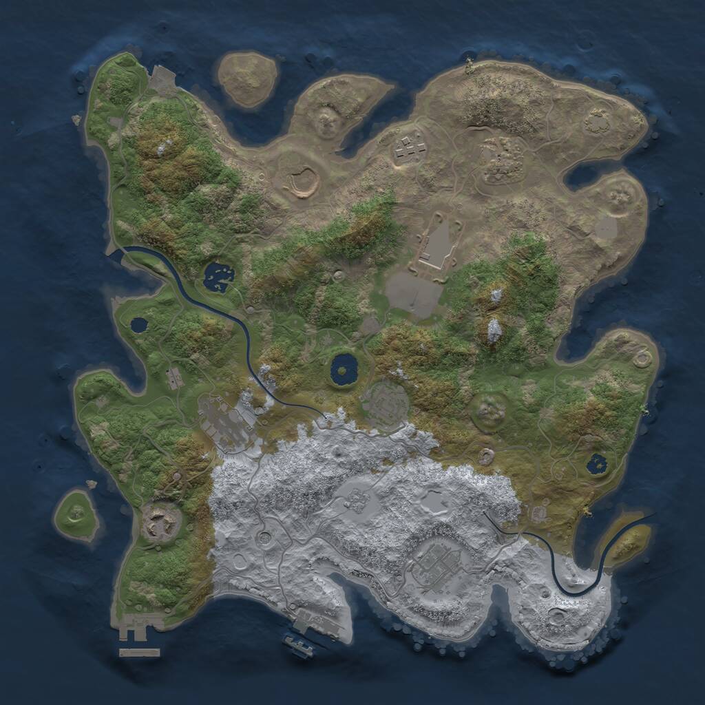 Rust Map: Procedural Map, Size: 3500, Seed: 1710405725, 15 Monuments