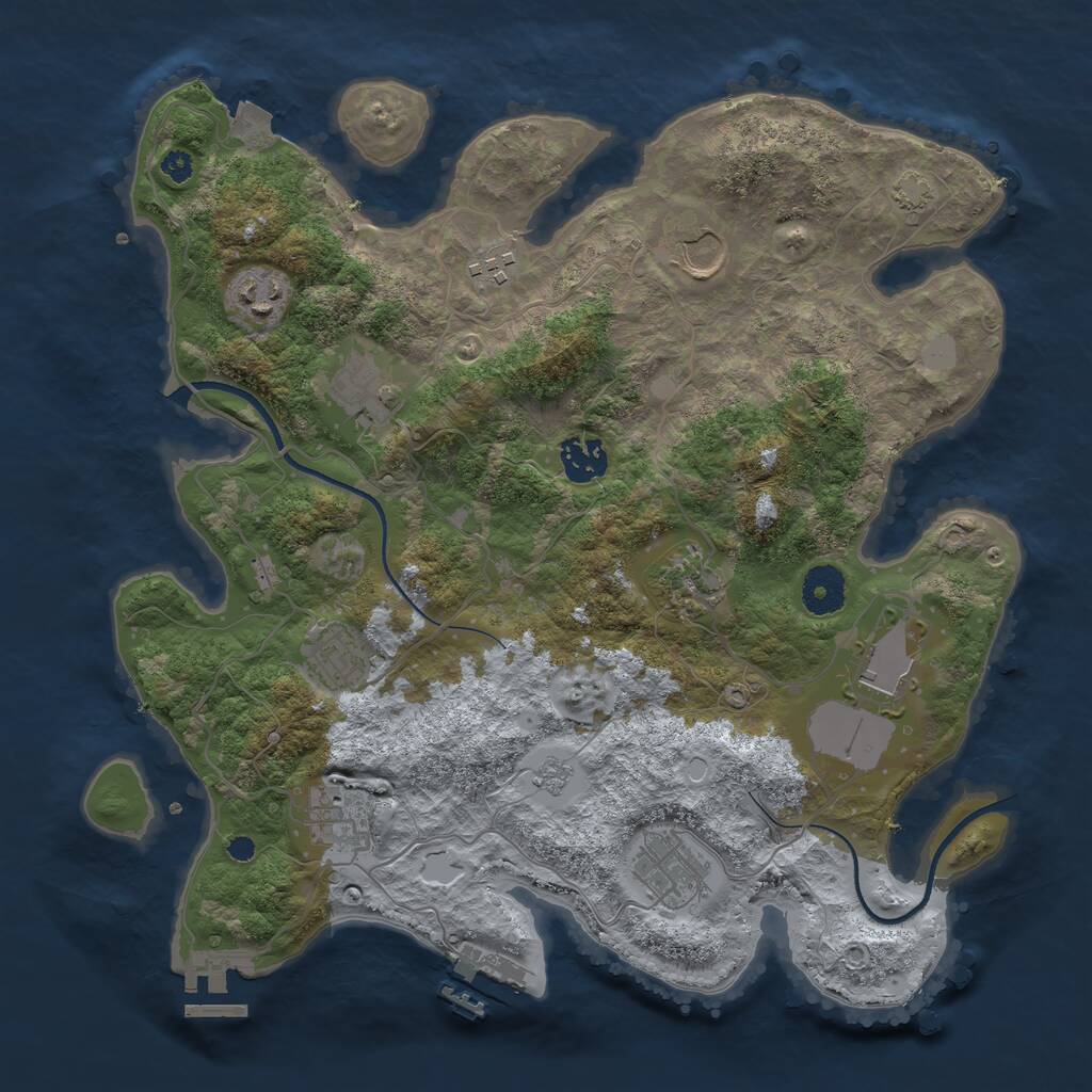 Rust Map: Procedural Map, Size: 3500, Seed: 1710405725, 17 Monuments