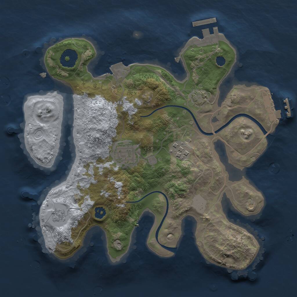 Rust Map: Procedural Map, Size: 2500, Seed: 821462740, 7 Monuments