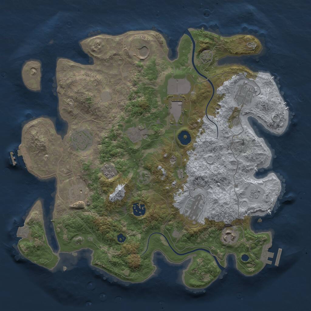 Rust Map: Procedural Map, Size: 3500, Seed: 458904111, 16 Monuments