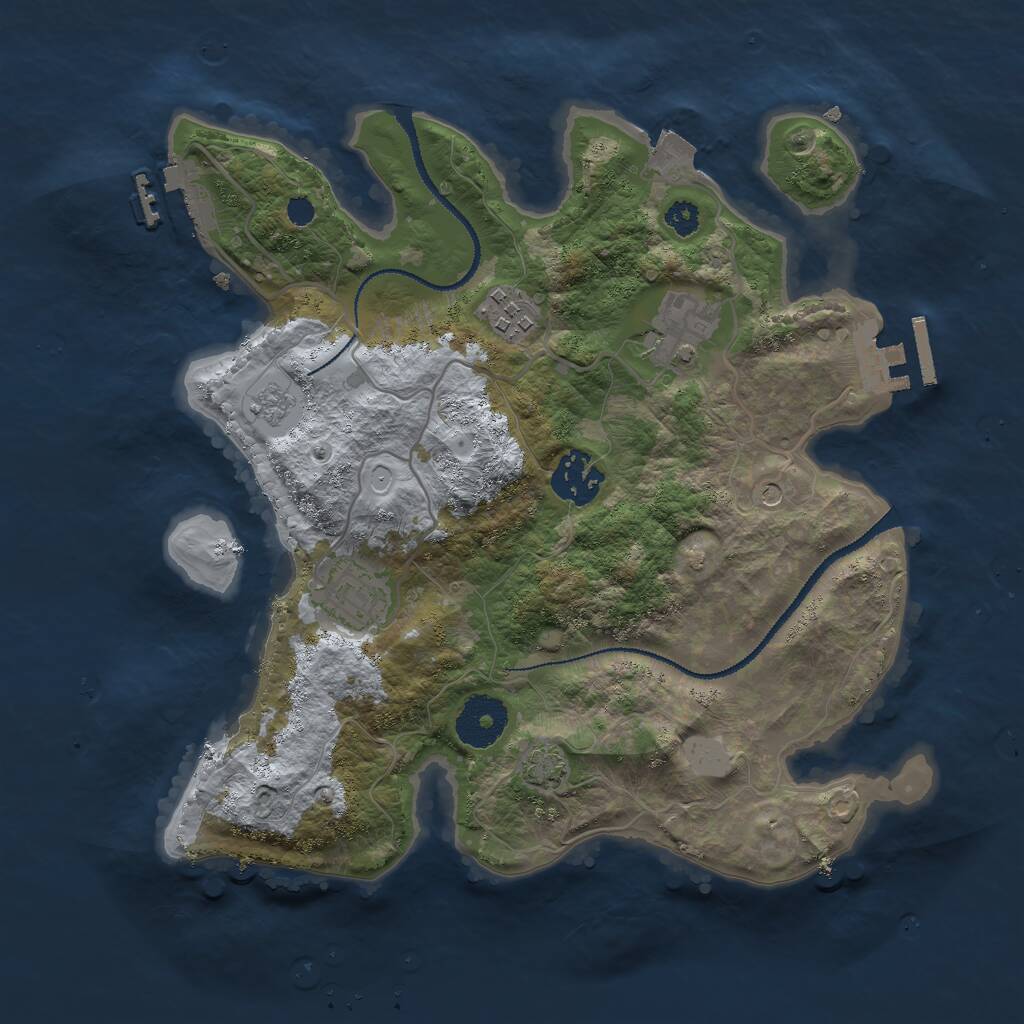 Rust Map: Procedural Map, Size: 3000, Seed: 32036, 10 Monuments