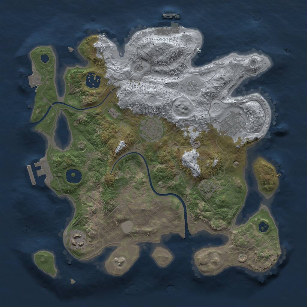 Rust Map: Procedural Map, Size: 3000, Seed: 762, 10 Monuments