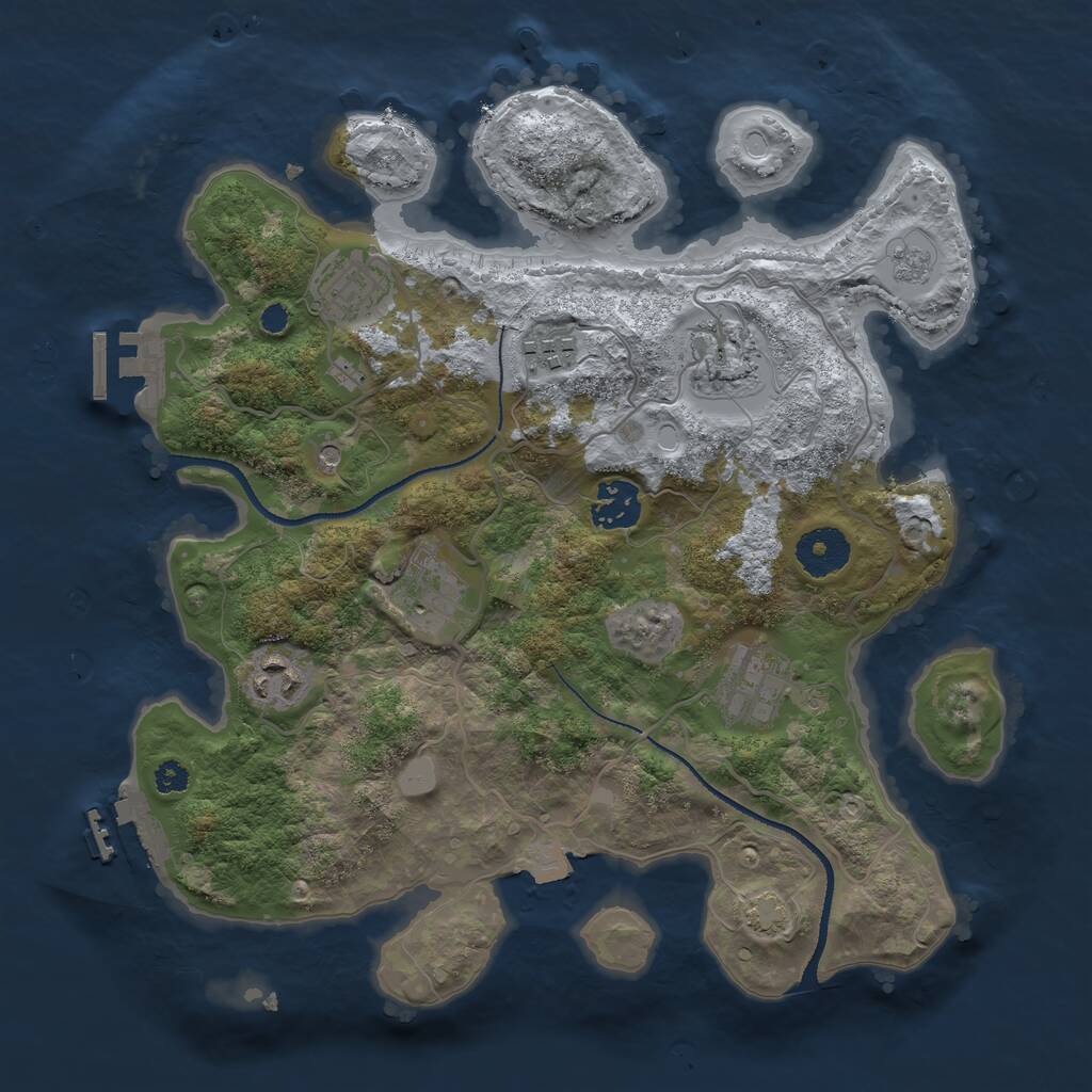 Rust Map: Procedural Map, Size: 3250, Seed: 68254710, 13 Monuments