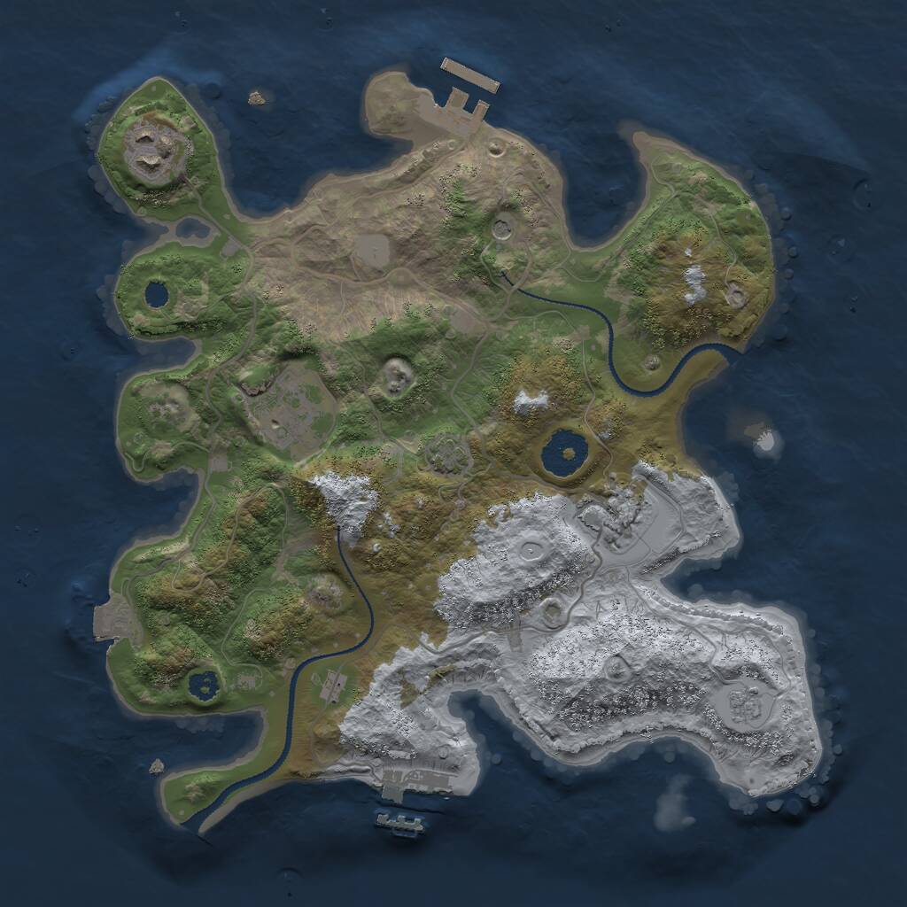 Rust Map: Procedural Map, Size: 3000, Seed: 1188010408, 9 Monuments