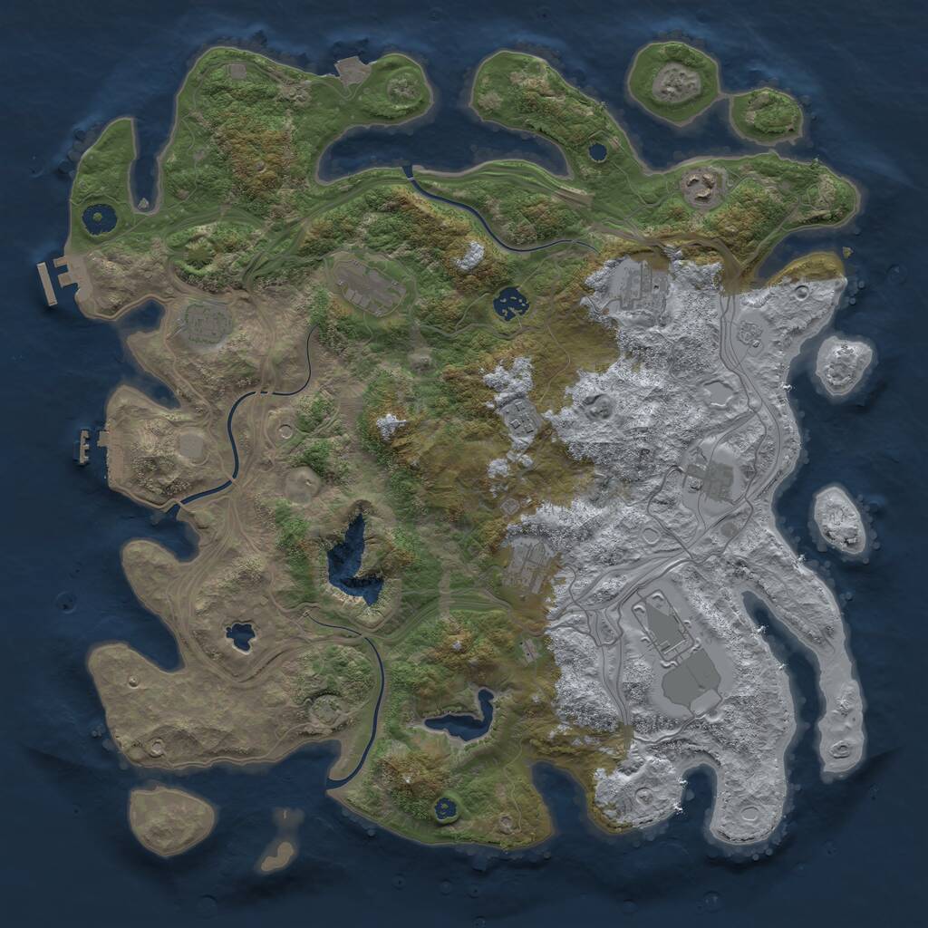 Rust Map: Procedural Map, Size: 4300, Seed: 2107335559, 15 Monuments