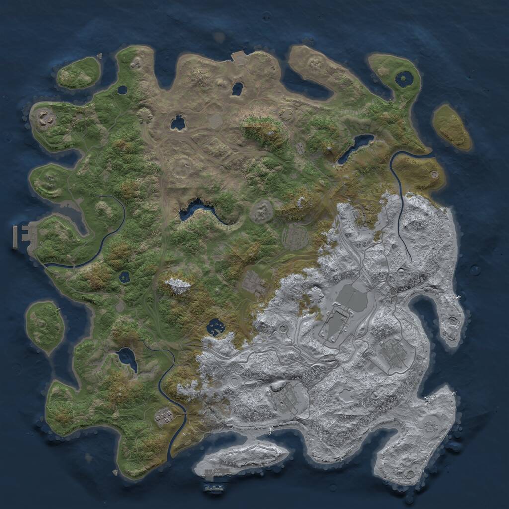 Rust Map: Procedural Map, Size: 4500, Seed: 4647776, 15 Monuments
