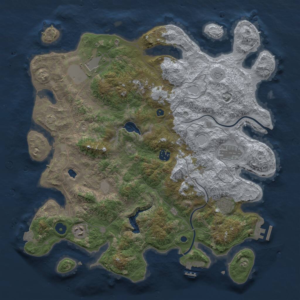 Rust Map: Procedural Map, Size: 4000, Seed: 1193843784, 12 Monuments