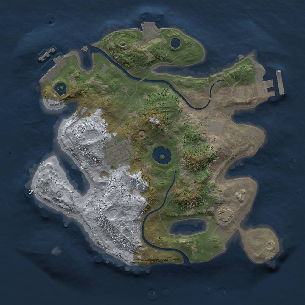 Rust Map: Procedural Map, Size: 2500, Seed: 136939270, 5 Monuments