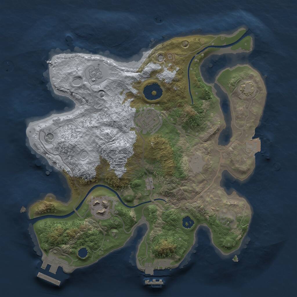 Rust Map: Procedural Map, Size: 2500, Seed: 605887596, 8 Monuments