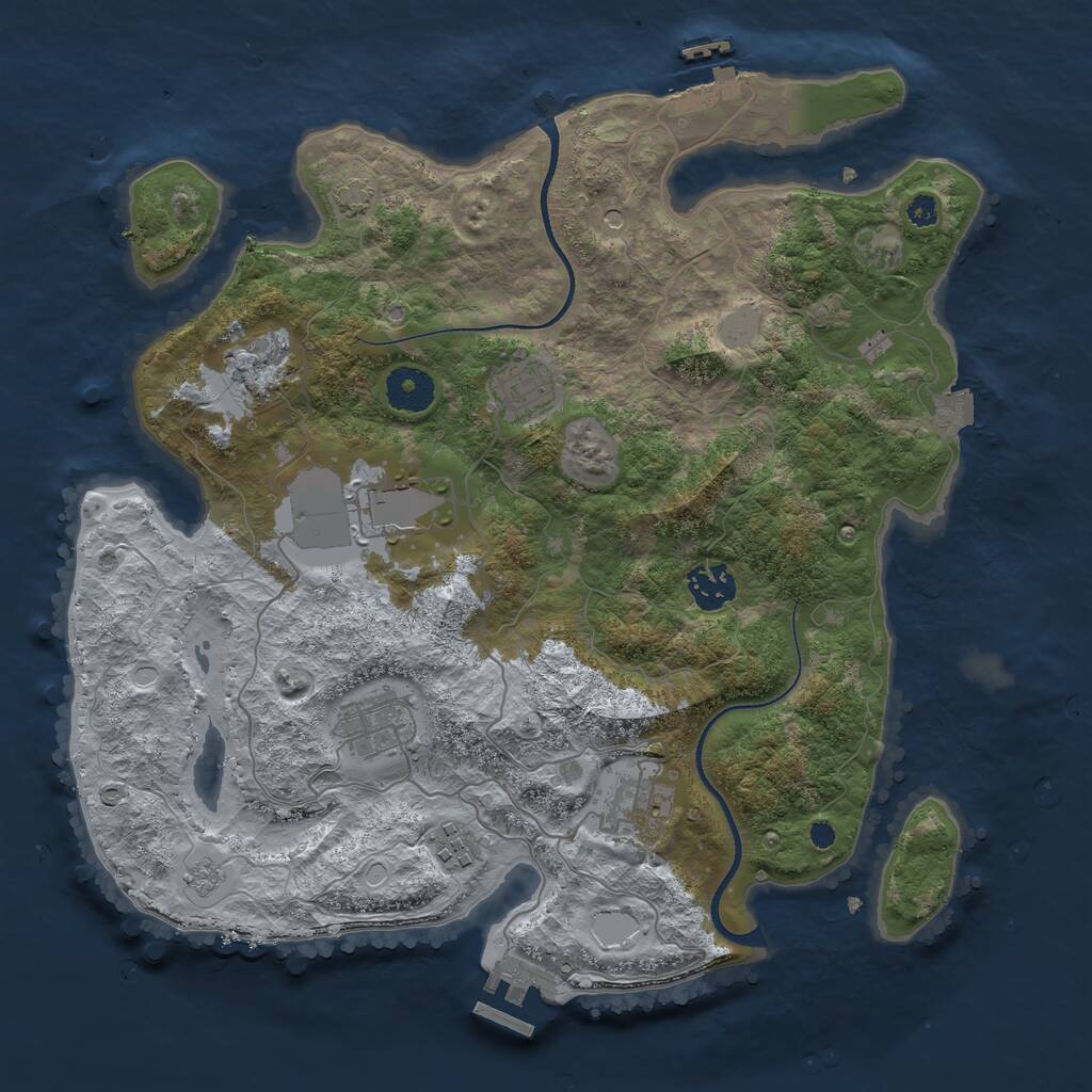 Rust Map: Procedural Map, Size: 3500, Seed: 638911817, 13 Monuments