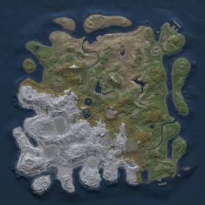 Thumbnail Rust Map: Procedural Map, Size: 4000, Seed: 394257365, 13 Monuments