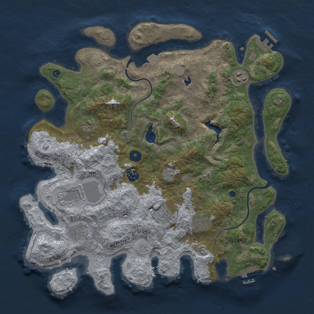 Rust Map: Procedural Map, Size: 4000, Seed: 394257365, 13 Monuments