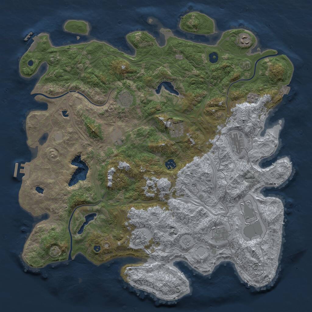 Rust Map: Procedural Map, Size: 4500, Seed: 1835058446, 16 Monuments