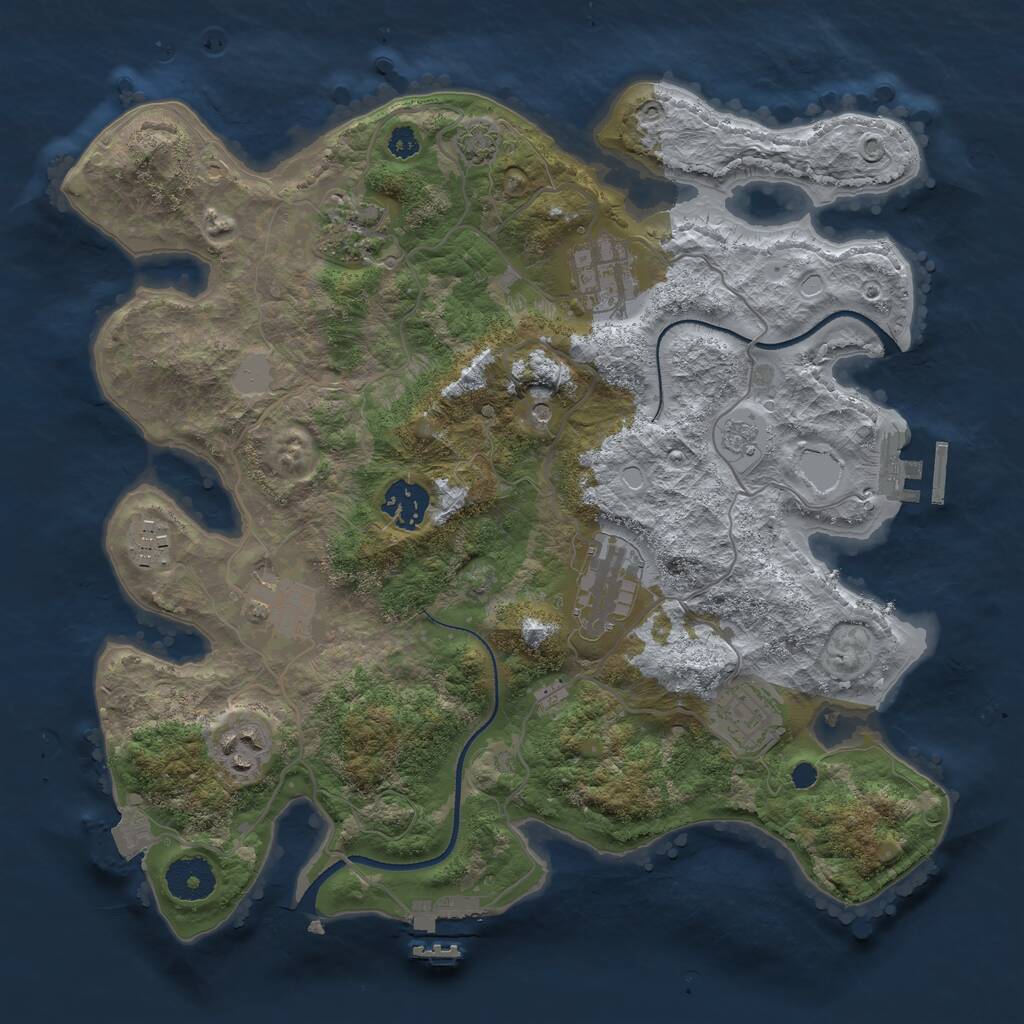 Rust Map: Procedural Map, Size: 3300, Seed: 1546375986, 14 Monuments