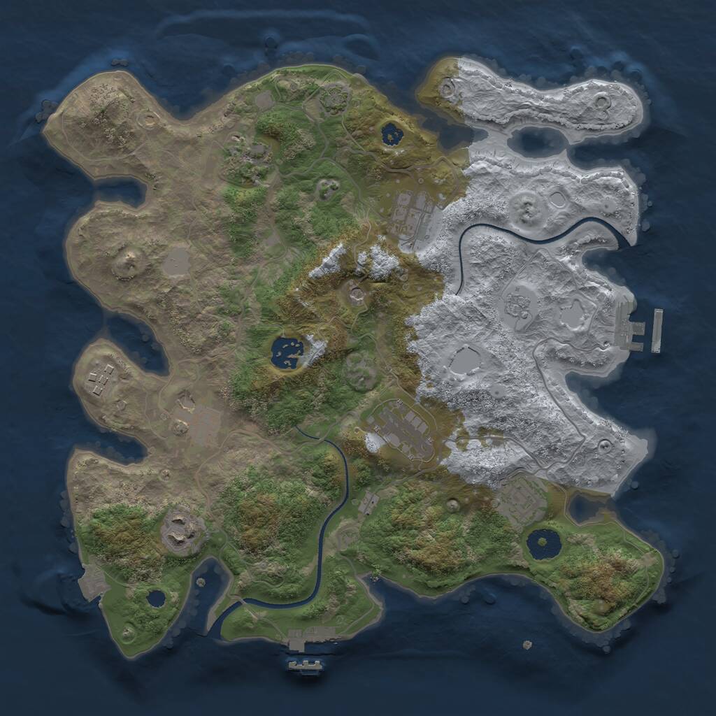Rust Map: Procedural Map, Size: 3300, Seed: 1546375986, 14 Monuments