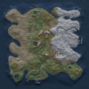 Thumbnail Rust Map: Procedural Map, Size: 3300, Seed: 1546375986, 14 Monuments