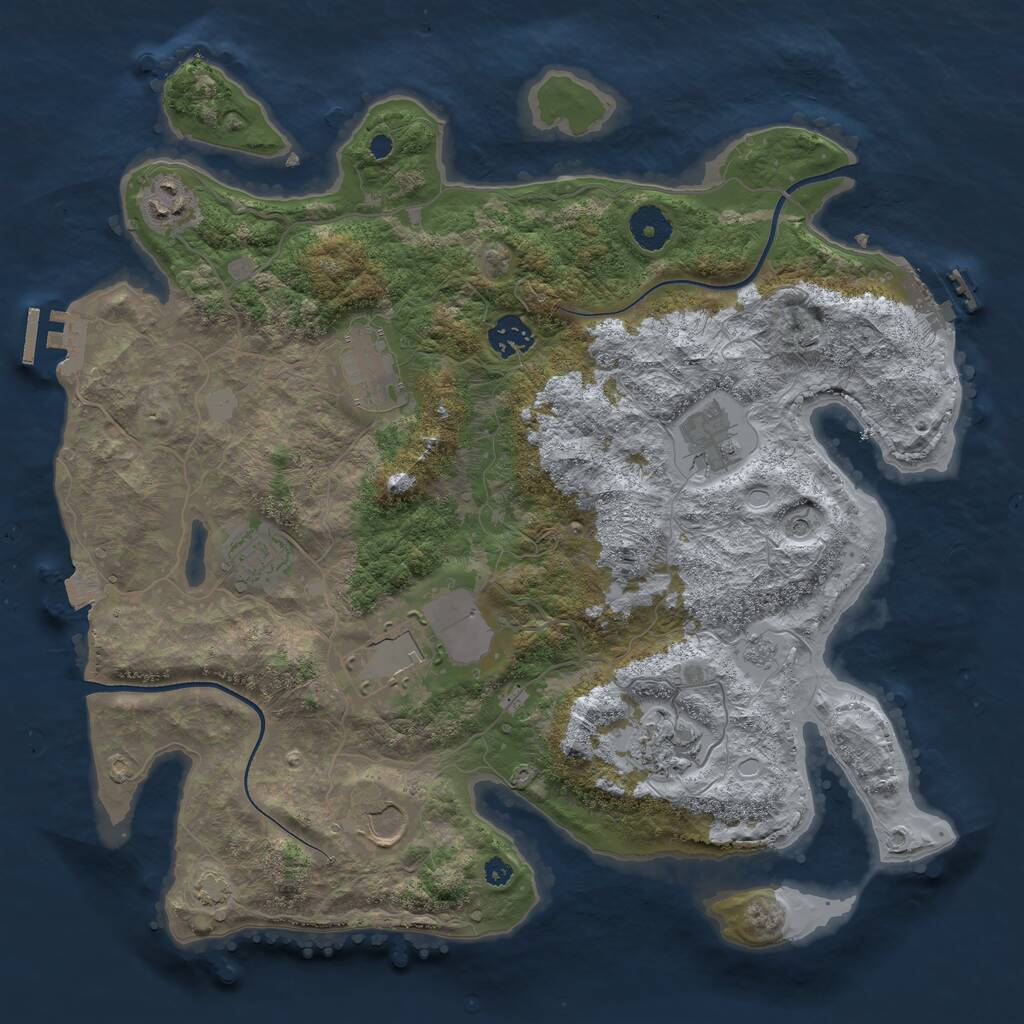 Rust Map: Procedural Map, Size: 3650, Seed: 294714536, 14 Monuments