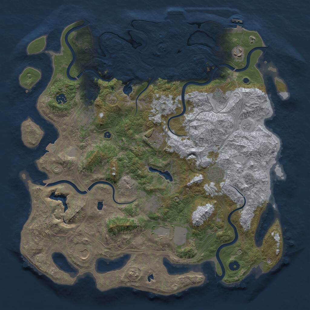 Rust Map: Procedural Map, Size: 4500, Seed: 1001152226, 16 Monuments