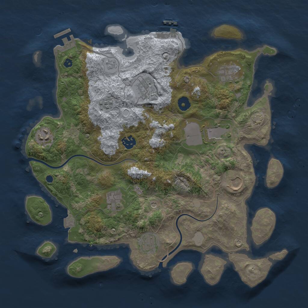 Rust Map: Procedural Map, Size: 3500, Seed: 1887731832, 15 Monuments