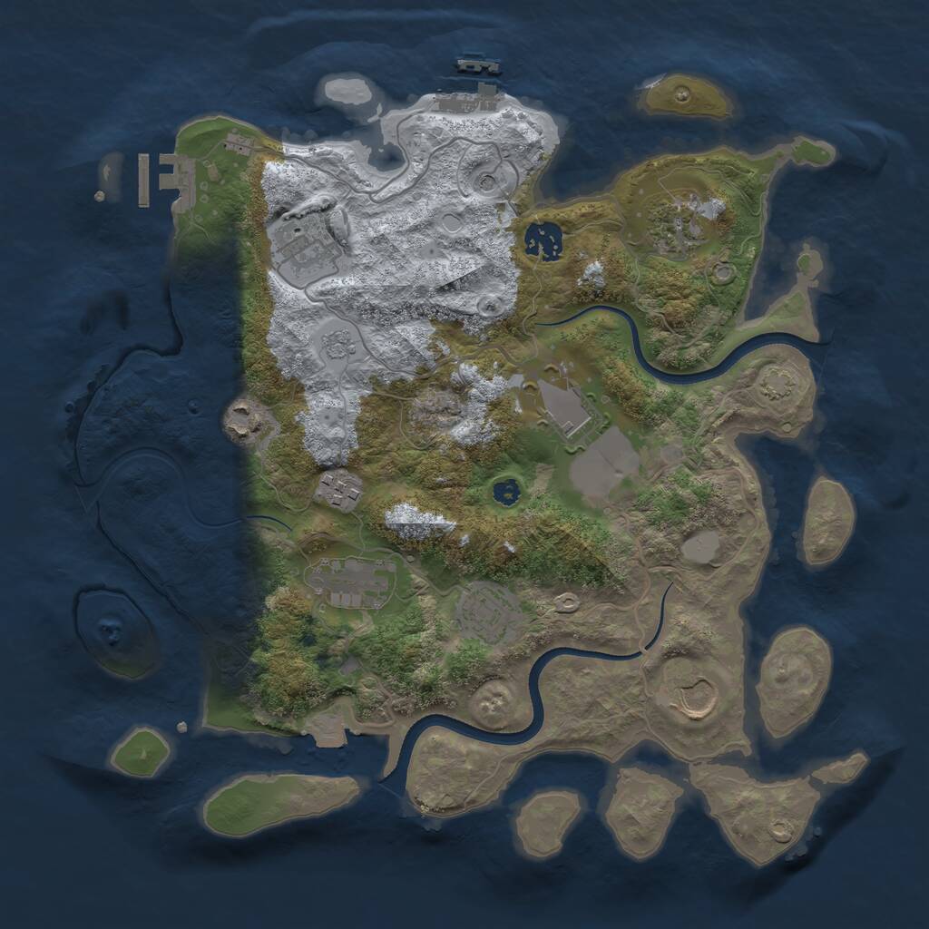 Rust Map: Procedural Map, Size: 3500, Seed: 1887731832, 15 Monuments