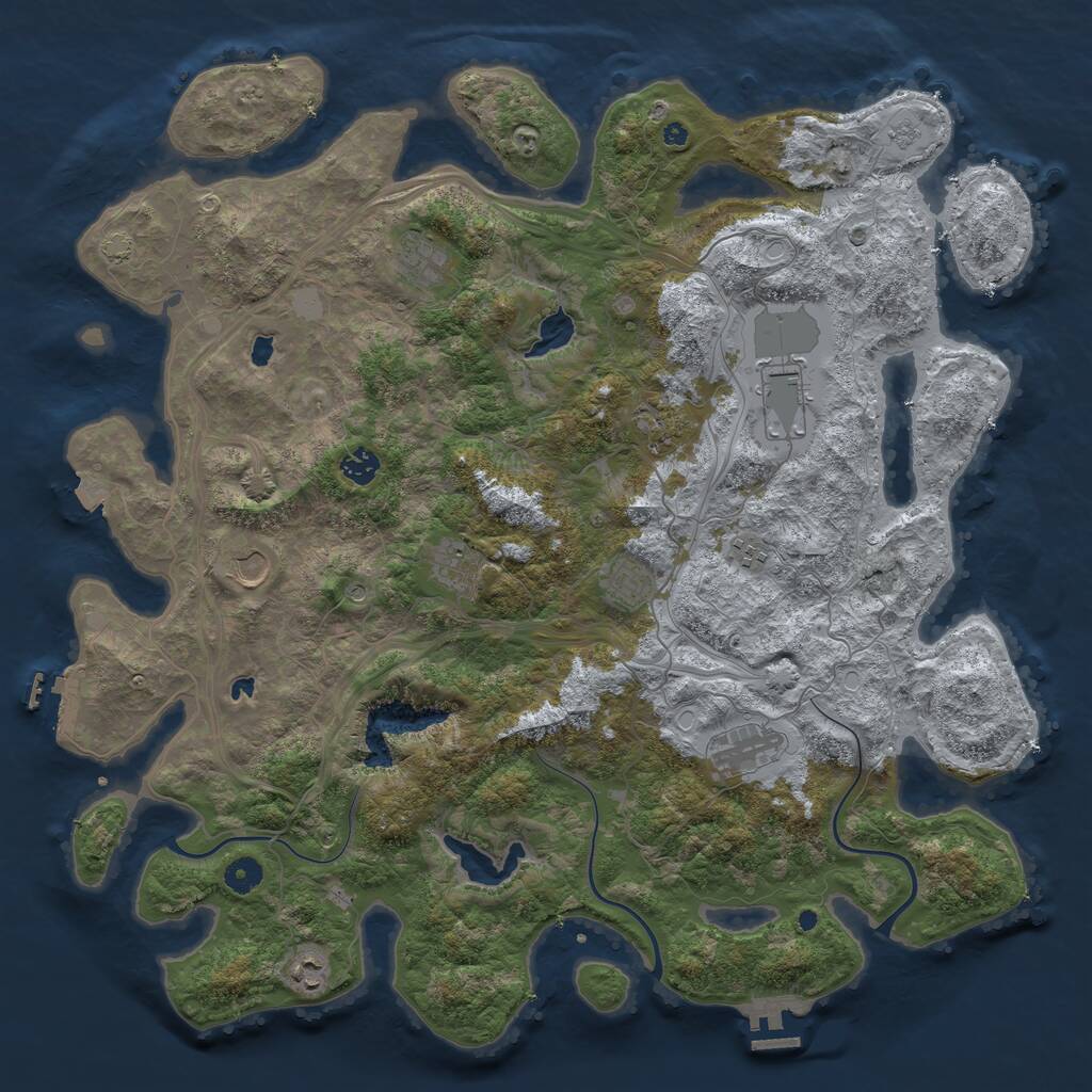 Rust Map: Procedural Map, Size: 4500, Seed: 687533505, 16 Monuments