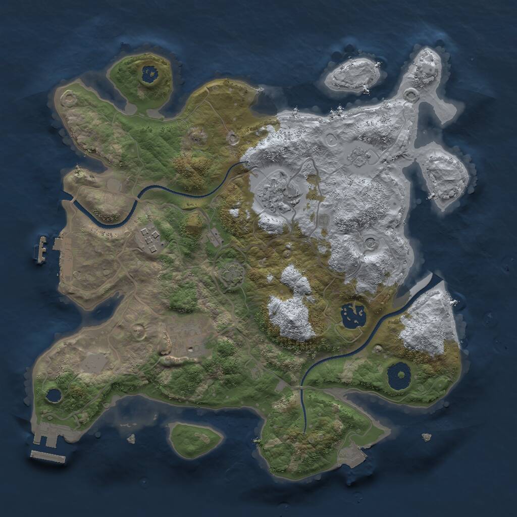 Rust Map: Procedural Map, Size: 3000, Seed: 1732067172, 10 Monuments